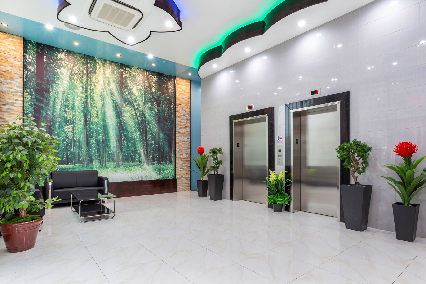 Lobby at The L Hotel in Sunset Park, Brooklyn